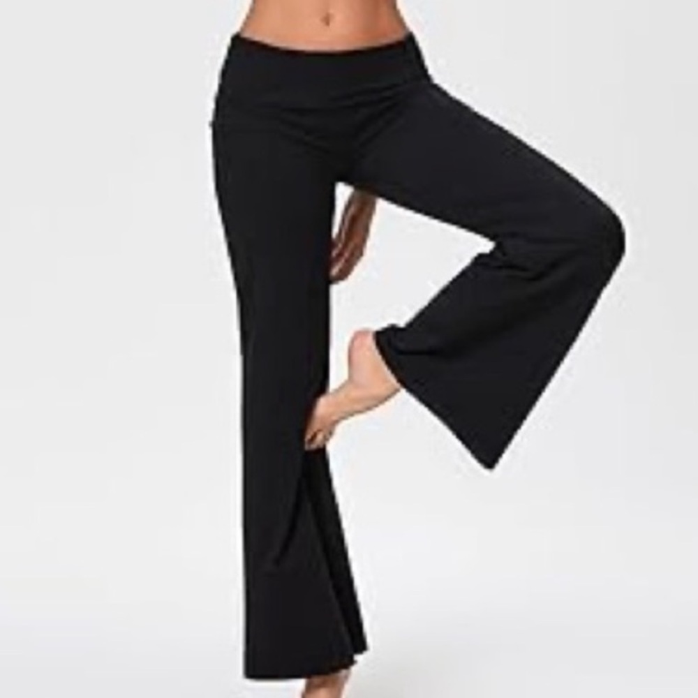 Saturday Sunday Anthropologie Lounge Fold Over Pant Flare Women’s Sz Small Black